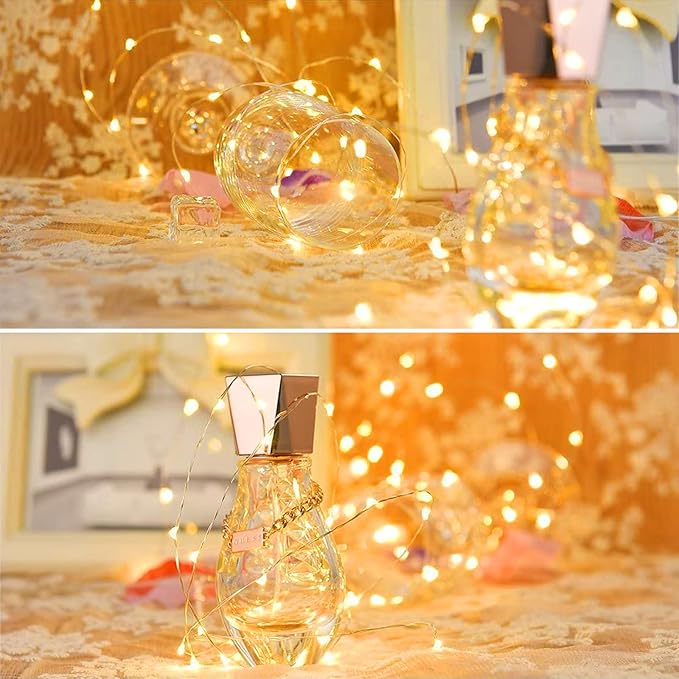 6 Pack LED Fairy Lights Battery Operated with Timer, 13FT 40LED Waterproof Firefly Lights Silver Wire Mini Twinkle String Lights for Wedding Christmas Birthday Party Mason jar Decorations, Warm White