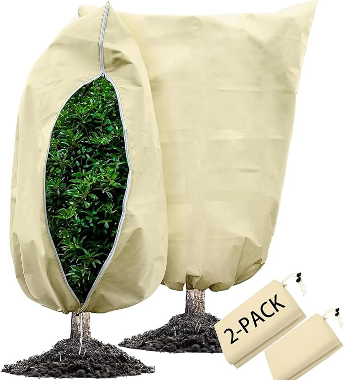 BATULU Plant Covers Freeze Protection, 7.87 X 98.4 Inch Plant Frost Protection Covers, 2-Pack,with Zipper and Drawstring Outdoor Winterizing Plant Blankets.