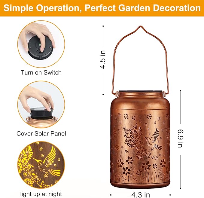 Cardinal Solar Lanterns Outdoor Waterproof Garden Decor, Christmas Cardinal Birthday Gifts for Women Mom Grandma,Hanging Metal Solar Lanterns LED Decoration(02-Red Bird)
