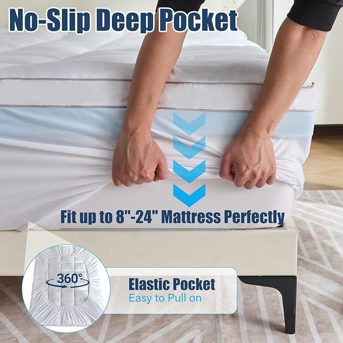 4 lnch Dual Layer Mattress Topper Twin Size, 2 Inch Cooling Gel Memory Foam and 2 Inch Soft Pillow Top Mattress Pad Cover for Back Pain, with Elastic Deep Pocket