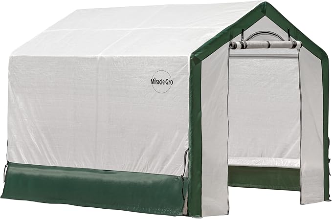 Miracle-GRO 6' x 8' x 6' All-Season Indoor/Outdoor Backyard Garden Greenhouse and Compact Waterproof Plant Shelter, Translucent