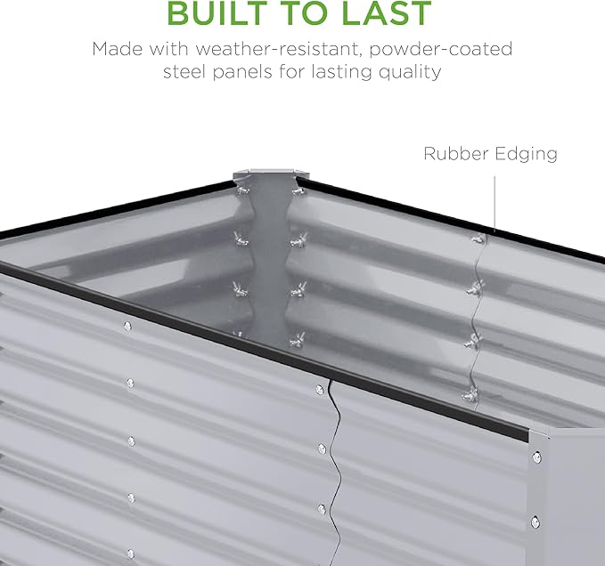 Best Choice Products 4x2x2ft Outdoor Metal Raised Garden Bed, Deep Root Planter Box for Vegetables, Flowers, Herbs w/ 119 Gallon Capacity - Moonlight Gray