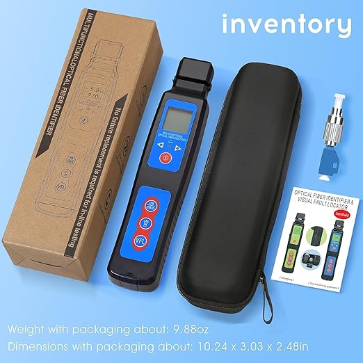 Rechargeable Live Fiber Optic identifier A-40A 800~1700nm wavelength Response Range,for 0.25 0.9 2.0 3.0mm, Single/Multi-Mode Universal, with LED Function and 1 FC-LC Adapter