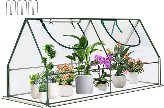 Mini Greenhouse, 47×23×23" Portable Greenhouse for Indoor Outdoor, Small Green House for Plants, Seedling, Germination (Clear, 47x23x23 inch)