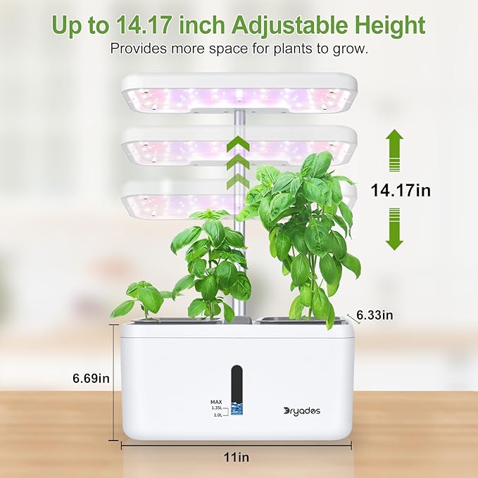 DRYADES Indoor Garden System 19 Watt LED Growing Light Upgrade 2 Self-Watering Soil-Cultivated Growing Pots Gardening Gifts for Mom Plant Pot for Vegetables Herbs Tomato(No Seeds&Soil)