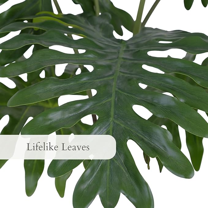 CG Hunter Faux Philodendron Tree, Premium Artificial Indoor Tree Stands 3-ft Tall, Lifelike-Leaves & Hand Painted Trunk, Pot Included