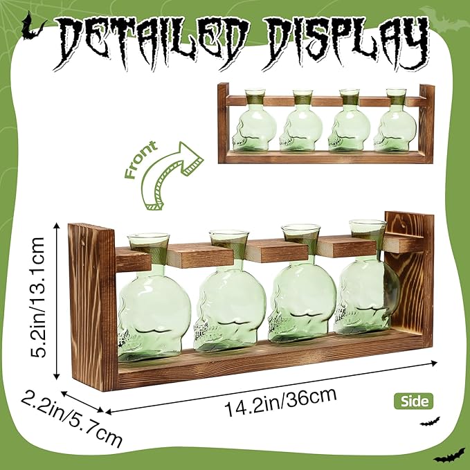 CYZglass Plant Propagation Stations Halloween Skull Plant Terrarium Kit Glass Vases Gift for Father Air Planter Home Office Decor