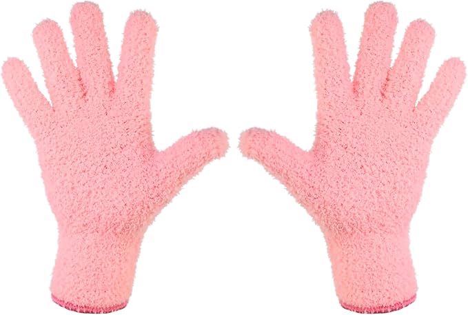 Mossify Microfiber Gloves for Plant Dusting – Reusable & Washable Plants Leaf Cleaning Gloves for Houseplants & Indoor Gardening, Soft & Absorbent Plant Dusting Glove for Windows, Dust Mitt - Pink