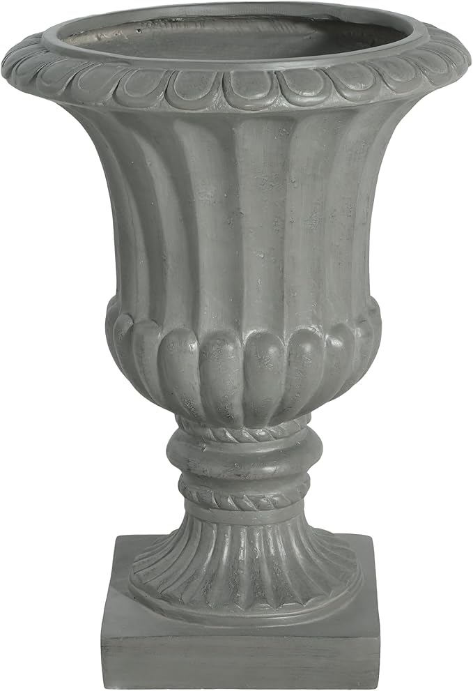 Merax 26.25'' Tall Antique Urn Planter, Classic Garden Urn for Indoor & Outdoor Use, Large Patio & Living Room Decor Planter, Gray