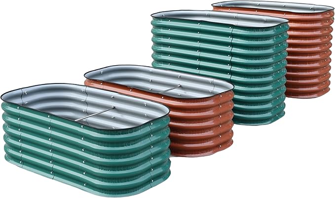 Raised Metal Garden Beds, Galvanized Steel, 47x24 inches, 2 Heights Available, Garden Green or Terra Cotta (Copper Brown, 47.2" × 23.6" × 17")