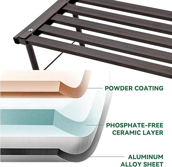MultirackX Metal Plant Stand, Rust-proof Aluminum Flower Pot Stand, Heavy Duty Planter Display Shelving for Patio Balcony Garden Living Room Decorative (Ebony, 23.6 Inch)