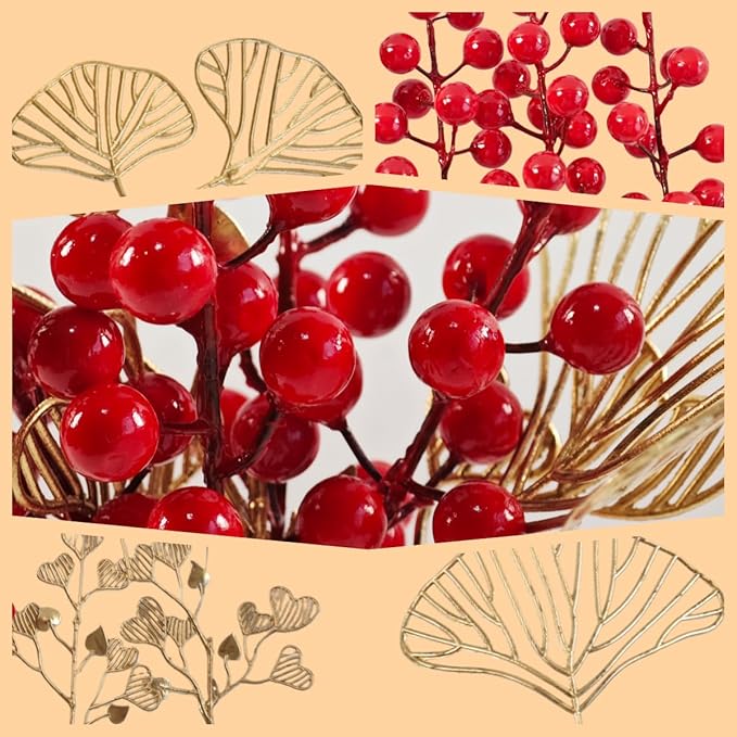 KYMY 2026 Chinese Vietnamese New Year Artificial Fortune Tree Branches, Red Lucky Berry Floral Arrangement, Asian Lunar New Year Tabletop Centerpiece for Spring Festival Desktop Decorations