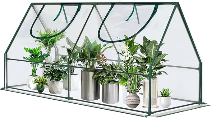 Mini Greenhouse, Portable 4x2x2ft Greenhouses for Outdoors Indoors Plants, Tabletop Small Green House with Roll-up Zipper Windows, Thickened PVC Cover for Outside