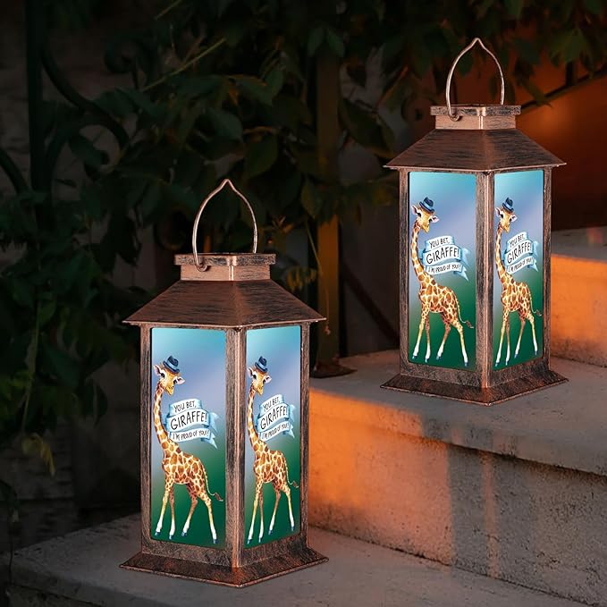 Solar Lanterns for Garden Decor,Waterproof Design Ideal Birthday Gifts for Women, Mom, and Grandma Solar LED Hanging Lights for Yard, Patio, Lawn, and Porch(Giraffes)