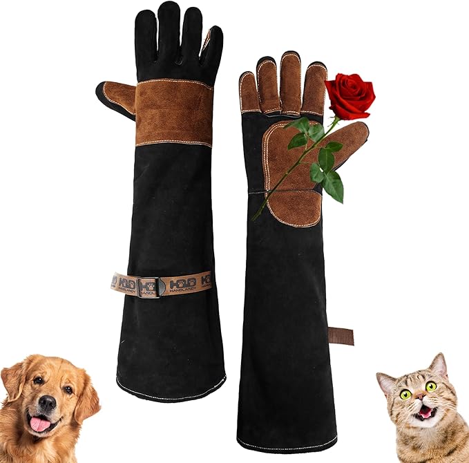 HANDLANDY 24 Inches Animal Handling Gloves Bite-Proof, Scratch-Resistant, Durable Pet Gloves for Dogs, Cats, Falconry