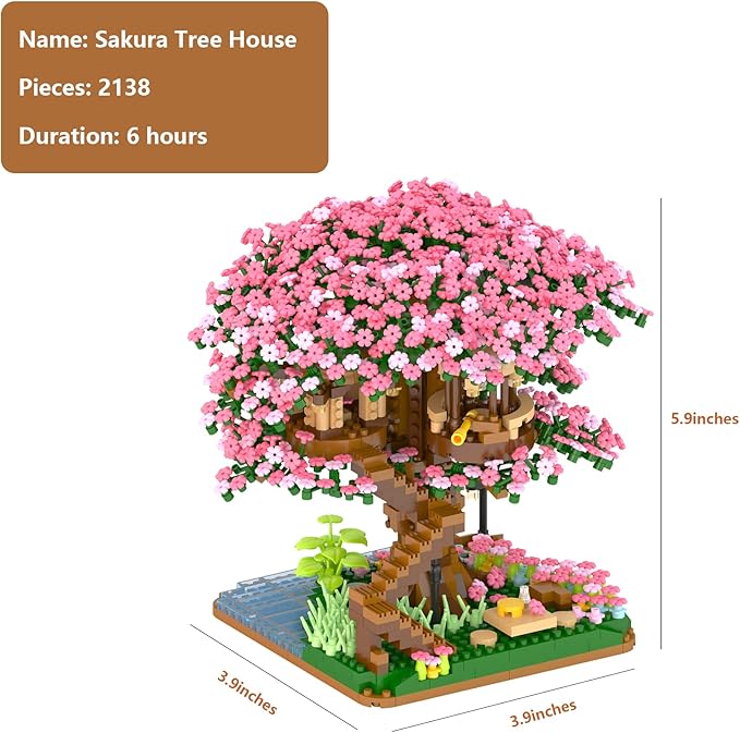 Yushinv Cherry Bonsai Tree Building Sets, Original Scene Music Building Kit 2008 Pcs,Type :Symphony. Sakura House Building Set, Cherry Tree Building Set, Sakura Set.