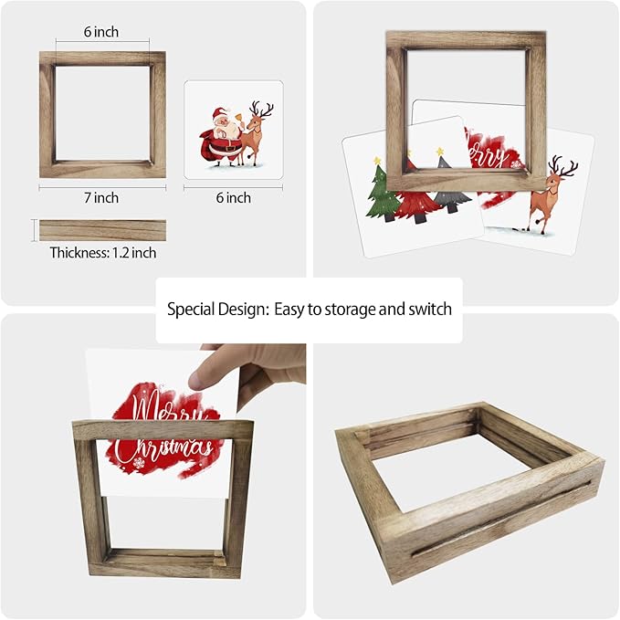 Spring Decor Farmhouse Summer Home Decor Signs 36 Interchangeable Sayings with 3 Wooden Frames for Office and Living Room Tiered Tray Decor Table Desk Wall Decor Seasonal Decoration Holiday Gift