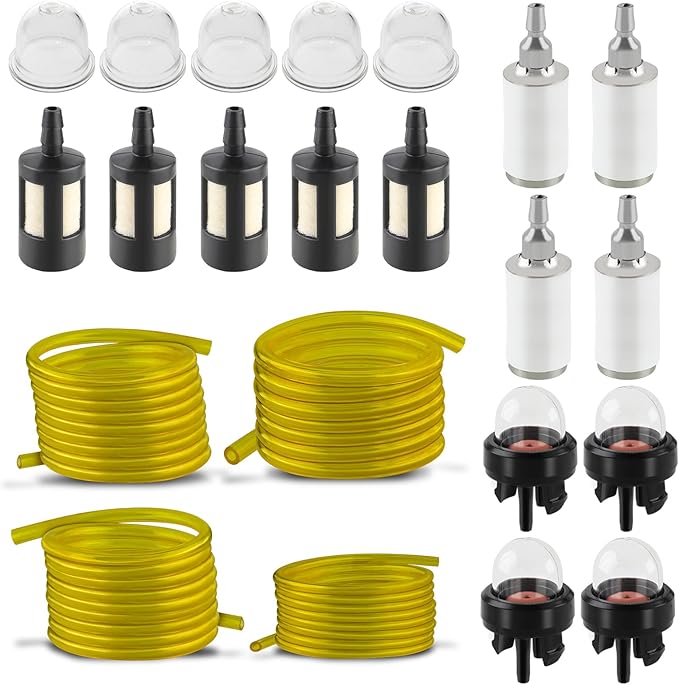 4 Sizes 4 Feet Fuel Line Hose for Zama Stihl Homelite Poulan Craftsman Husqvarna String Trimmer Chainsaw Blower Small Engine with Fuel Filters,Snap in Primer Bulb,Primer