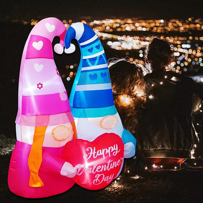 5 FT Inlflatable Valentines Day Decorations,Blow Up Gnomes Couple with LED Lights Outdoor Decor for Romantic Party,Wedding Anniversary, Home,Patio,Lawn Garden Yard Valentine's Day Decor
