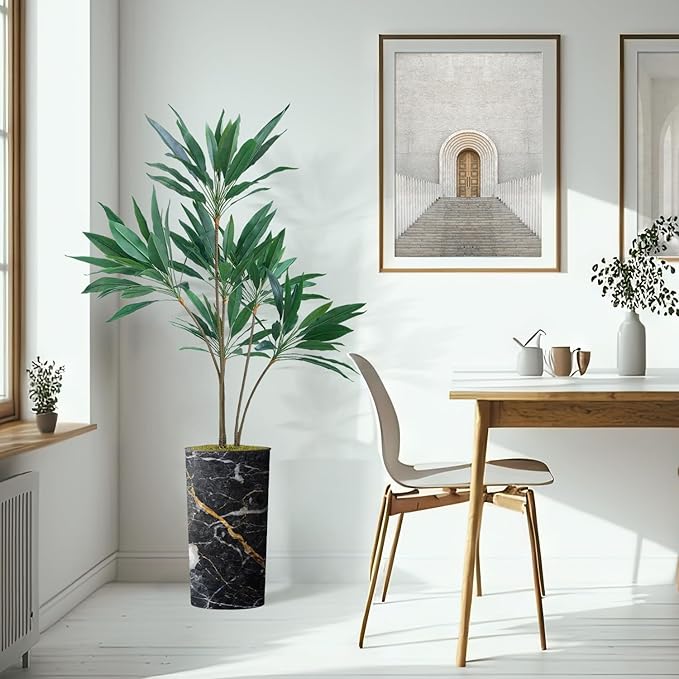 SIGNWIN Artificial Tree in Modern Granite Effect Planter, Fake Dracaena Tree Silk Trees for Indoor and Outdoor Home Decoration - 66" Overall Tall (Plant Pot Plus Tree)