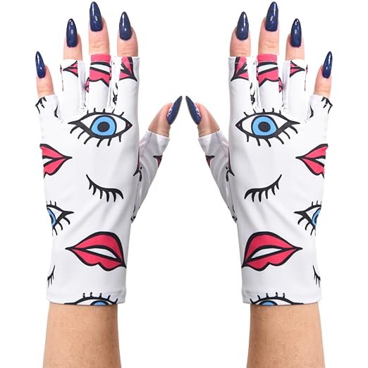 ManiGlovz - The Original UPF 50+ UV Light Protective Nail Gloves | Gel Manicure Gloves and Anti UV Fingerless Gloves for Women | Can be Used as Sun Protection Gloves for Driving | Lipstick and Lashes