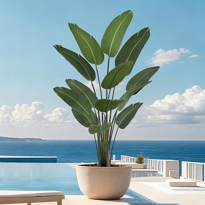 6FT Bird of Paradise Artificial Plant, 72" Tall Artificial Plants Indoor with 13 Realistic Leaves, Fake Floor Plant Faux Tropical Trees with Pot for Home Living Room Office Mall Indoor Decor