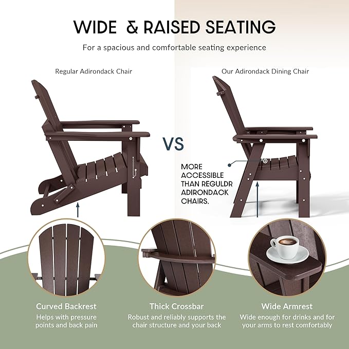 WestinTrends Malibu Malibu Outdoor Patio HDPE Plastic Adirondack Dining Chair Dark Brown