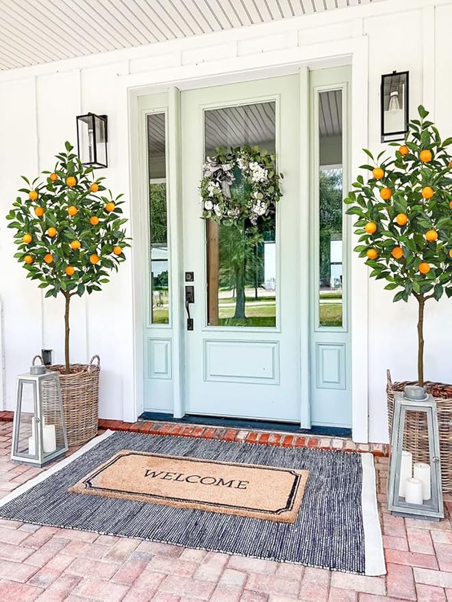 Artificial Orange Tree 5ft Fake Citrus Fruits Plant in Pot Large Fake Floor Plants Faux Trees Indoor Orange Decorations for Home Living Room Office