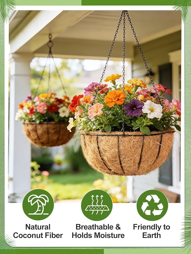 16'' x 120'' Natural Coco Liners for Planters - Coconut Fiber Hanging Basket Liner for Window Box Raised Bed Liner Garden Decoration