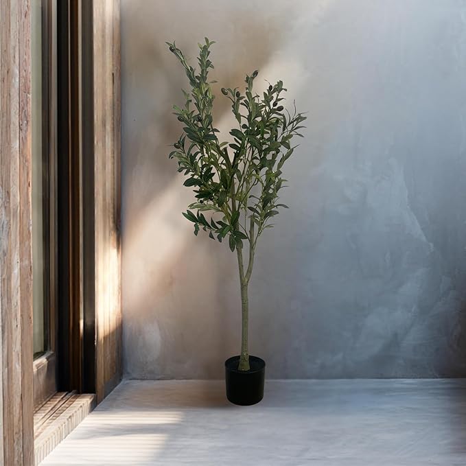 XBrand 47.2-Inches Artificial Olive Tree in Pot for Indoor Outdoor Home Office Store, Great Housewarming Gift