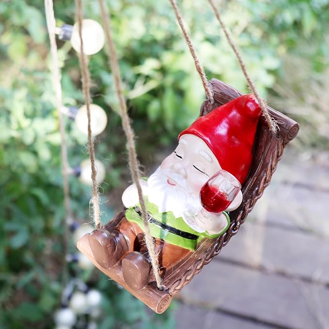 Cute Garden Gnome Statues for Garden Decor Resin Hanging Decorations for Indoor Outdoor Tree Ornaments Figurines for Outside Gifts for Mother Day Christmas