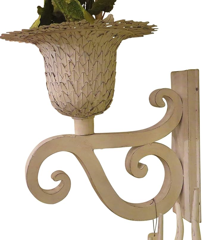 MY SWANKY HOME Ornate White Iron Scroll Wall Mounted Planter Flower Urn Bracket Outdoor Metal