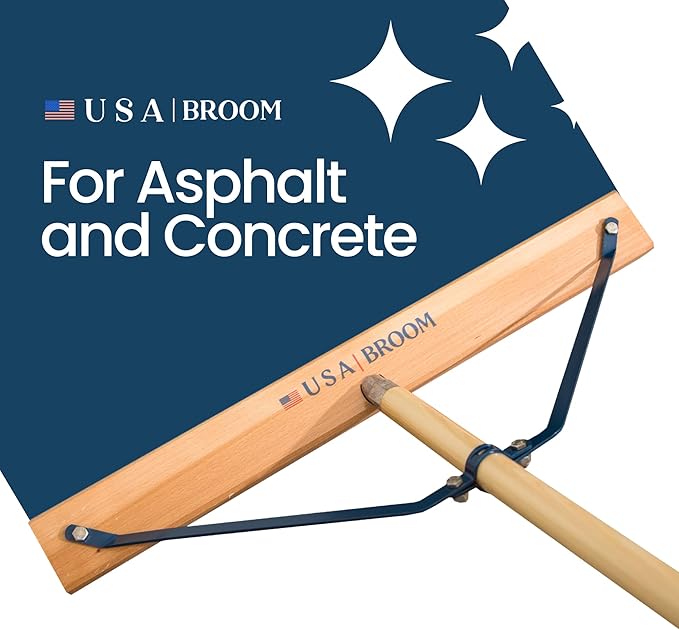 4-Pack - 24" Heavy Duty Outdoor Push Broom with 60" Handle. Ideal for Asphalt, Concrete & Heavy Debris. Durable American Made Steel Brackets-Stainless Steel Hardware. No Plastic. 100% USA Made