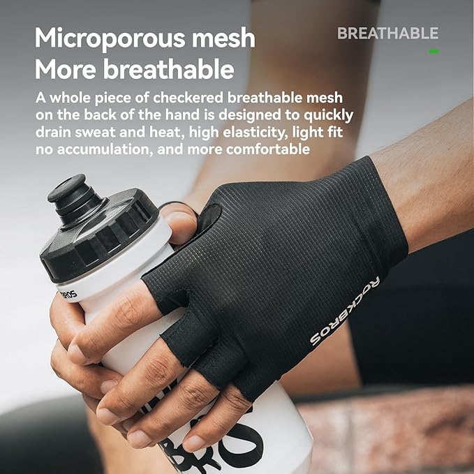 ROCKBROS Cycling Gloves for Men Women - Breathable Gel Pad Road Mountain Bike Gloves - Touch Screen Anti-Slip MTB Gloves for Cycling Workout Outdoor Sports