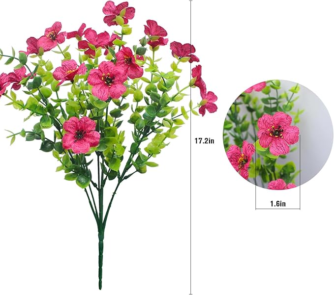 HIFORESTAR Rose Red Artificial Outdoor Flowers 12 Bundles Silk Fake Daisy Romantic Fake Plants Stems for Garden, Pergola, or Outdoor Party Decor Outside (Rose red Daisy)