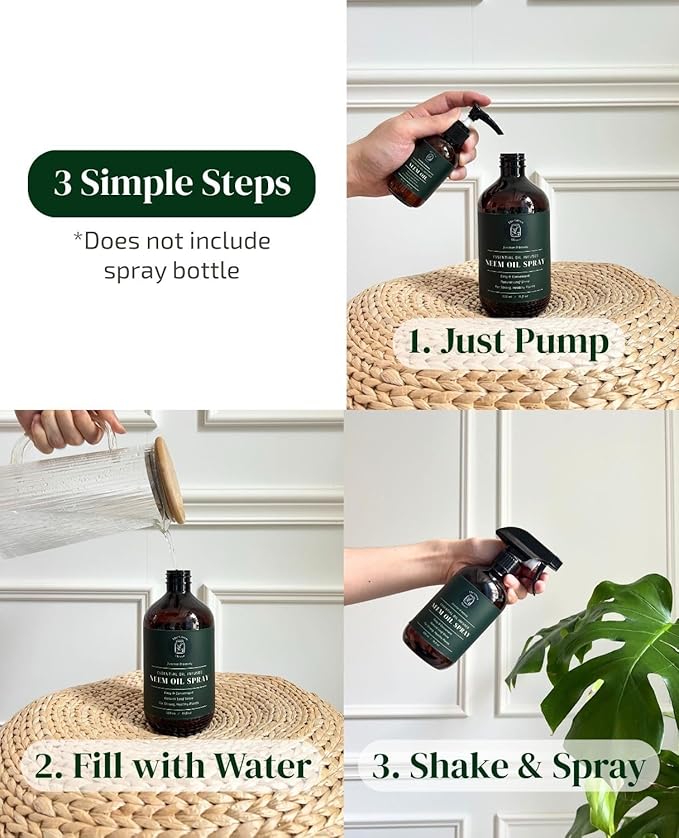 Neem Oil for Plants Refill (Makes 30 Spray Bottles, 480 fl oz) Infused with Lavender, Peppermint & Rosemary Essential Oils (2.7 fl oz)