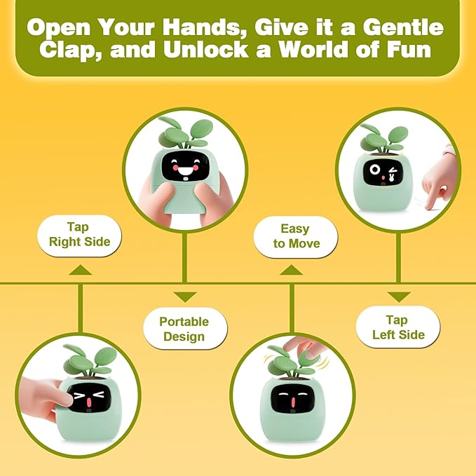 Plantsio AI Smart Pot for Plants with App Control, Self-Watering, Visual Display & 80ml Reservoir, Digital Plant Pot Supports 100+ Plants, Pomodoro Timer, Clock & Calendar,Desk & Office Planter-Green