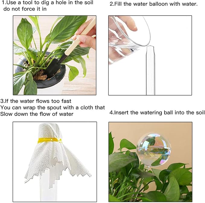 Vividaire Glass Plant Watering Globes, Water Plants While Away Slow Self Watering Planter Insert Bulbs for Outdoor Indoor Plants, Vacation Plant Watering System Devices (Iridescent Medium 3-Pack)