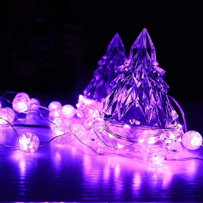6 Pack 7Ft Starry String Lights No Remote Fairy String Lights 20 Micro Starry Leds On Silvery Copper Wire CR2032 Batteries Included,Works for Wedding Centerpiece,Party,Christmas Table Decor (Purple)