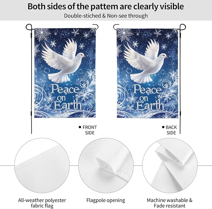 Snow And Dove Garden Flag 12x18 Inch Double Sided All-Weather Polyester Outdoor Flag For Patio Lawn Yard And Garden Welcome Decor
