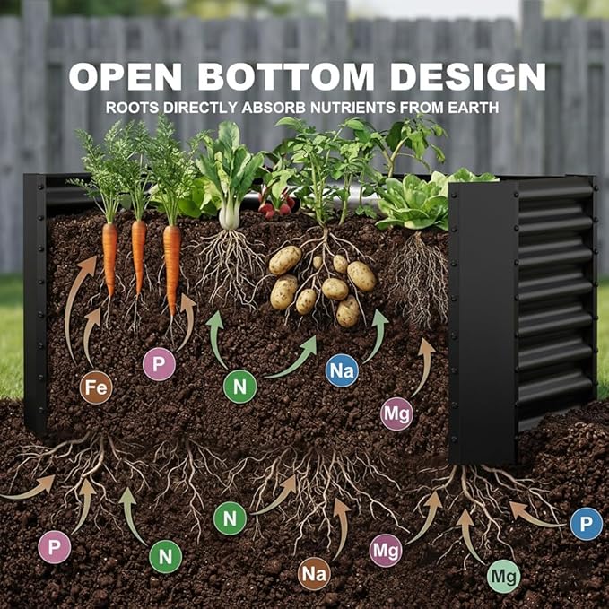 AHEONLAR 3 Pack 4×2×2ft Galvanized Raised Garden Beds, Rectangle Durable Planter Boxes Outdoor for Vegetables, Fruits, Flowers and Plants, Quick Assembly, Black