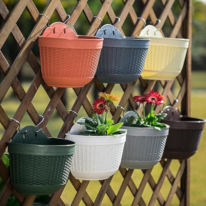 Rattan Flower Pot Wall Hanging Plant Pot Storage Basket for Indoor Outdoor Decor