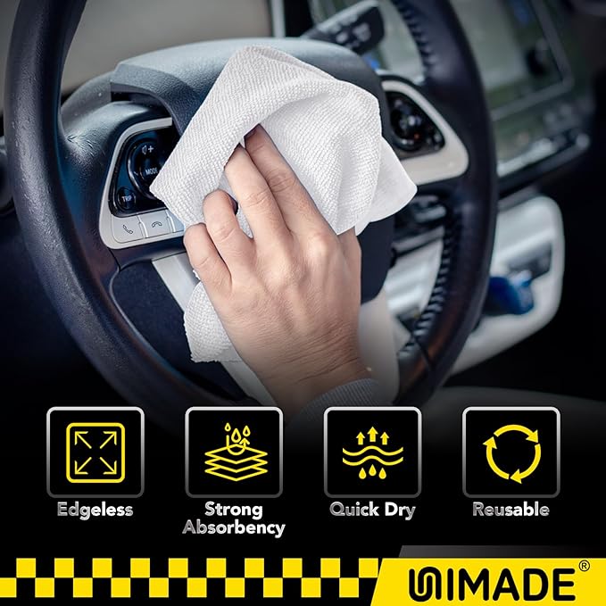 Microfiber Cleaning Cloth, 24 Pack Reusable Microfiber Towels for Cars Lint Free Cleaning Shop Towel Rags for Home Kitchen Automotive Bar Mechanic Restaurant Garage, 11.5"x 11.5", White