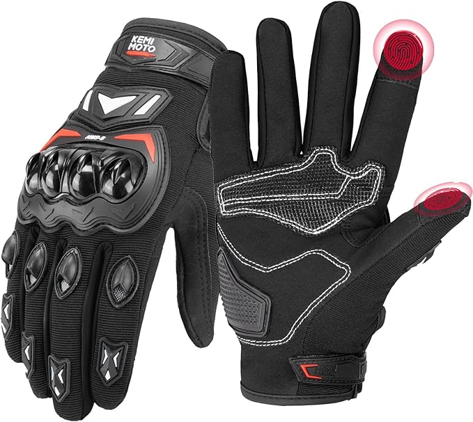 KEMIMOTO Motorcycle Gloves for Men, Touchscreen Cycling Gloves for Outdoor Sports On-Road Off-Road Mountain Motorcycle Motorcross Motorbike Dirt Bike Bicycle Racing ATV UTV