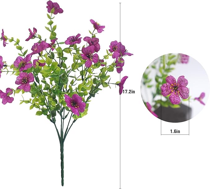 HIFORESTAR Rose Red Artificial Outdoor Flowers 12 Bundles Silk Fake Daisy Romantic Fake Plants Stems for Garden, Pergola, or Outdoor Party Decor Outside(Purple Daisy)