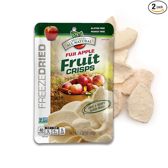 Brothers All Natural Freeze Dried Fruit Crisps, Fuji Apple, 0.35 Oz (Pack of 24), Made with 100% Fruit, Gluten Free, Soy Free, Vegan, Healthy Snack, Lunch Box Ready