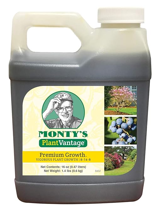 PlantVantage Premium Growth Liquid Plant Food - Liquid Fertilizer for Stronger Stems & Larger Leaves, NPK Fertilizer (8-16-8) with Zinc & Iron, Foliar Spray for Trees, Shrubs & Flower Boost, 16 oz