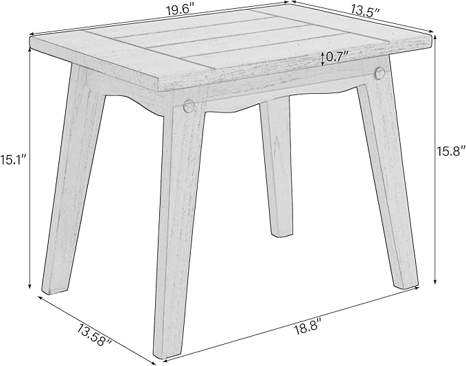 Patio Loveseat, Outdoor Wooden Bistro Set, All Weather Conversation Solid Wood Loveseat with Soft Cushions for Porch Balcony Deck Backyard