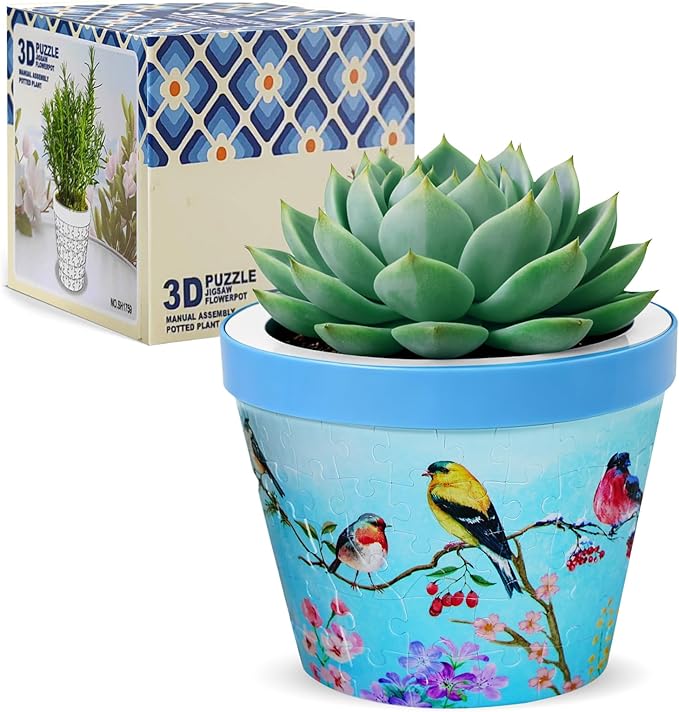 MYLARREN 3D Puzzle Planter, 152 Pcs 3D Puzzle Vases for Adults, Flowers, Small Cute Indoor Plant Pot, Arts and Crafts for Kids 4-6, Adults, Girls, Unique Flower Vases(Bird)