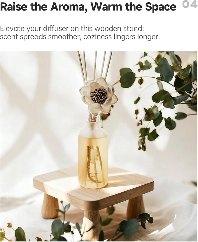 100% Solid Wood Plant Stand Indoor, Wooden Stool Display Stand, Riser Flower Pot Holder, Modern Plants Rack, Small Planter Tray for Home Decor, Living Room, Gardening, Natural (1PC)